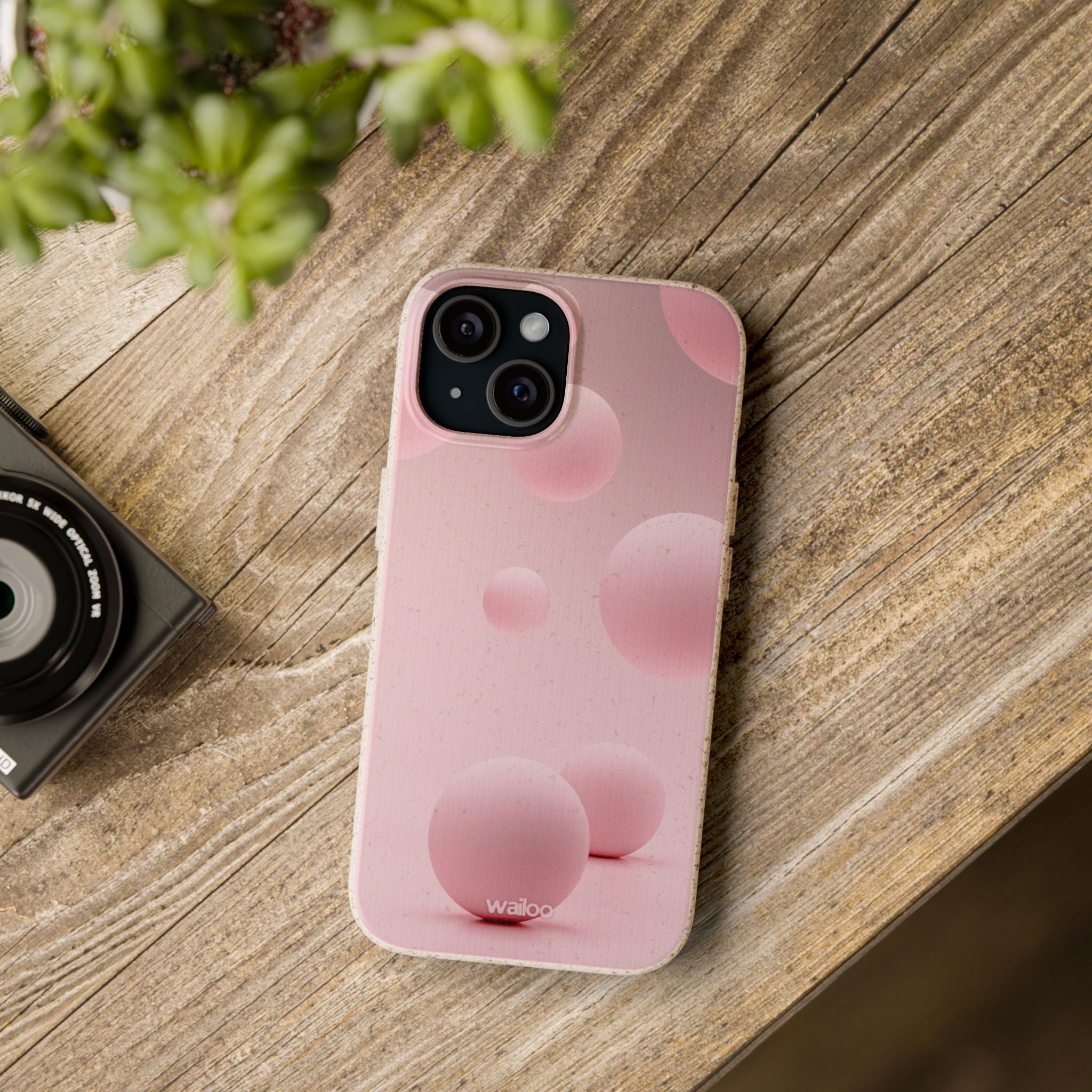 3D Pink bubbles- Plastic free  phone case for iPhone
