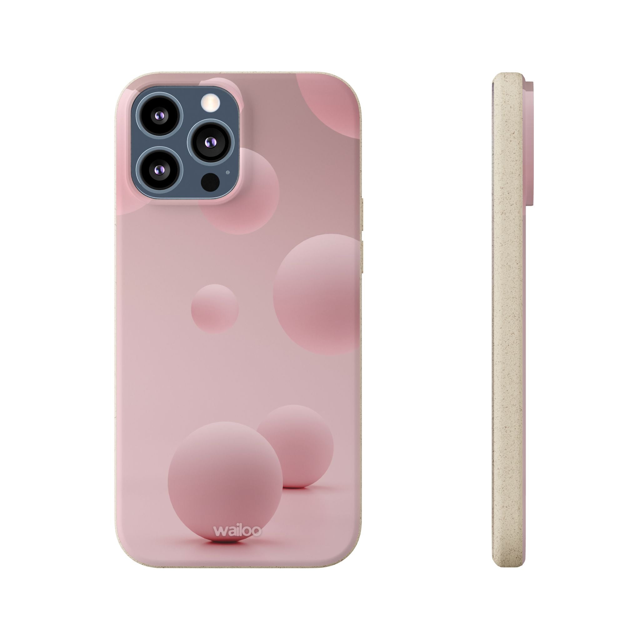 3D Pink bubbles- Plastic free  phone case for iPhone