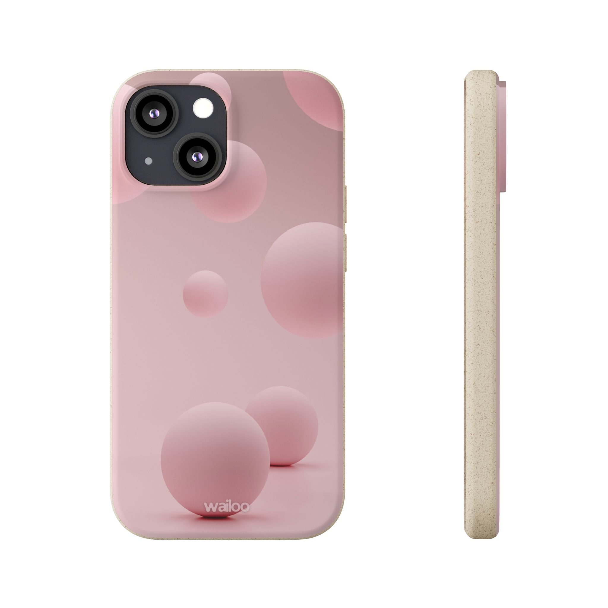 3D Pink bubbles- Plastic free  phone case for iPhone