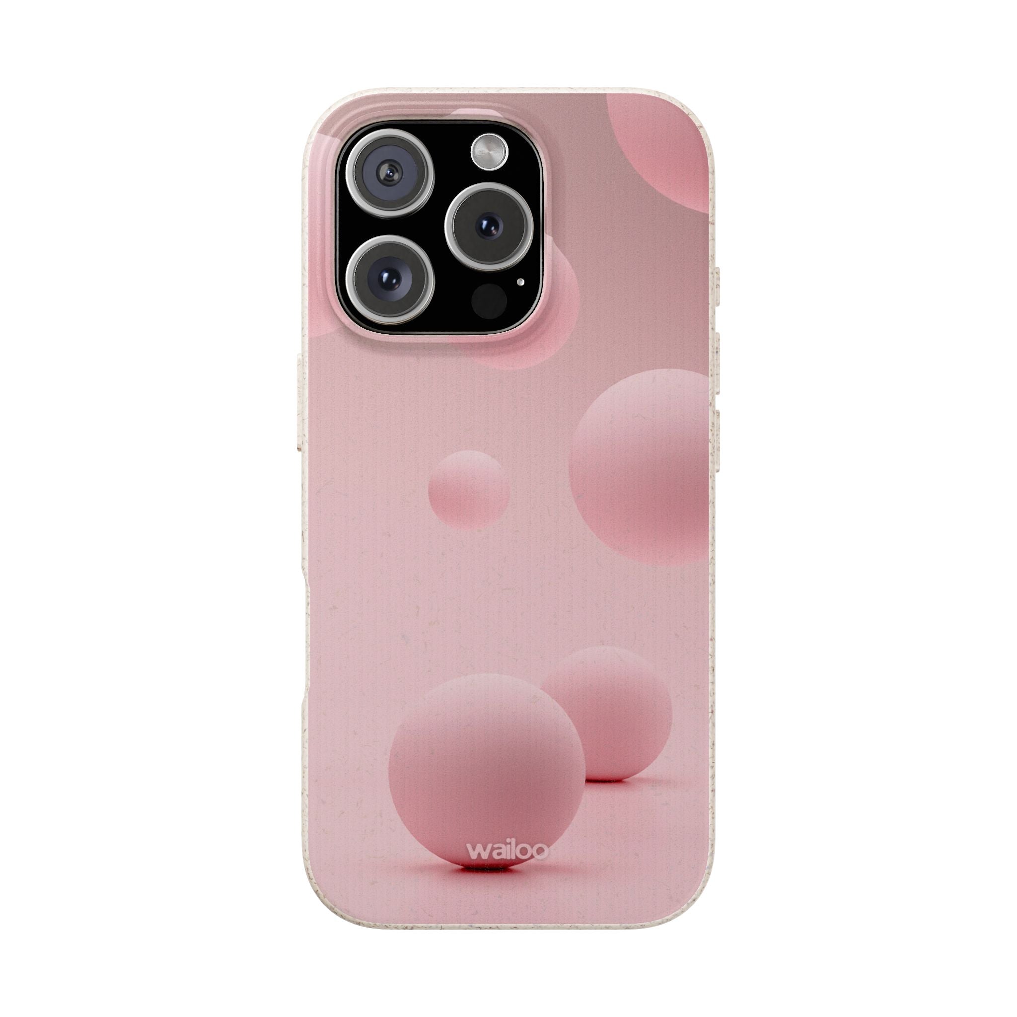 3D Pink bubbles- Plastic free  phone case for iPhone