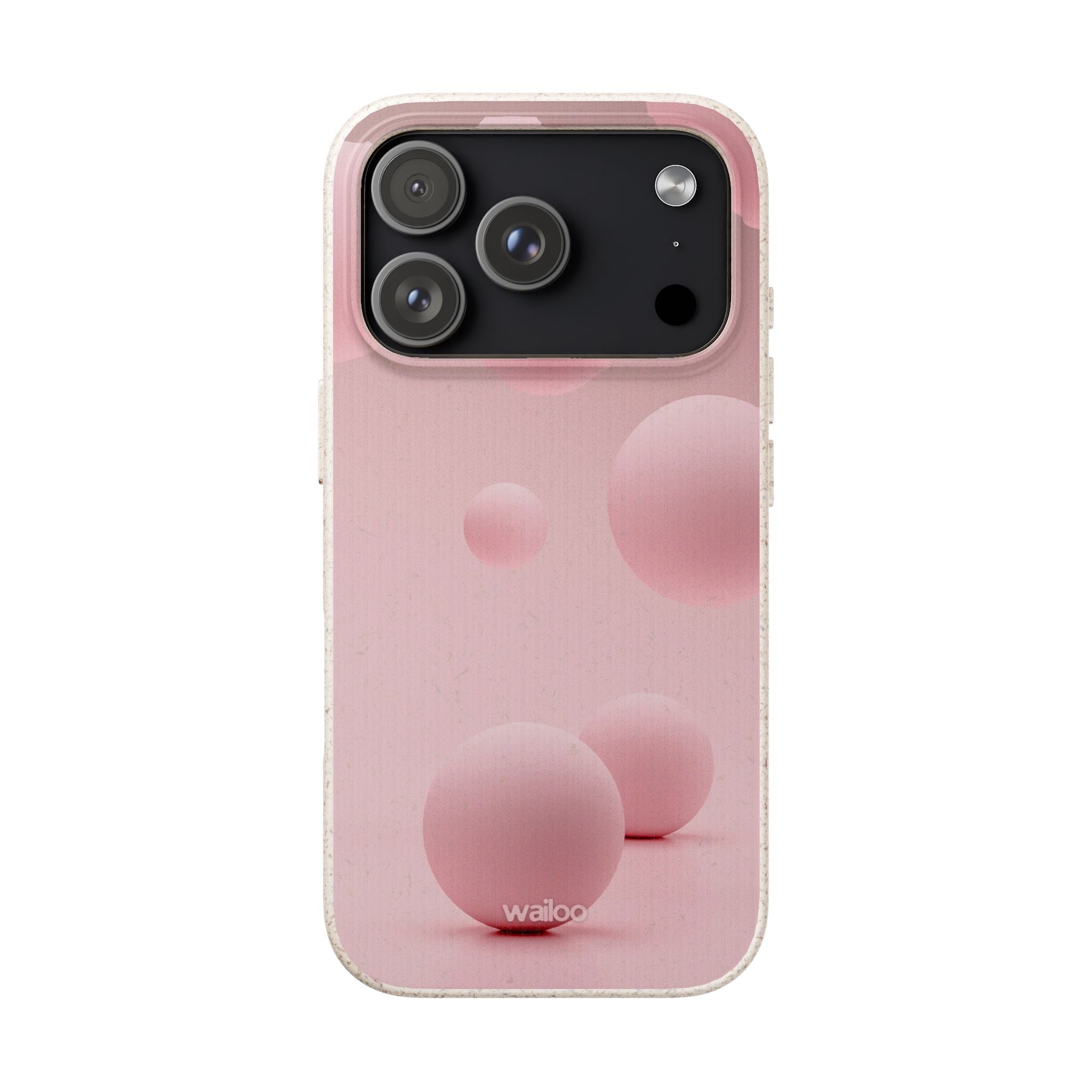 3D Pink bubbles- Plastic free  phone case for iPhone