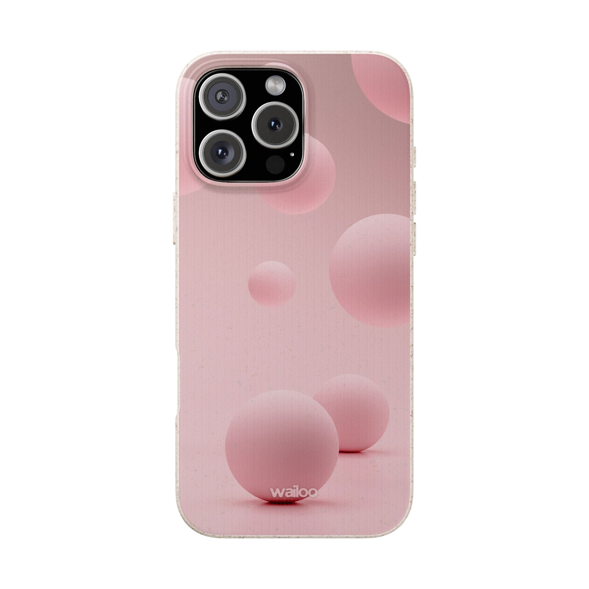 3D Pink bubbles- Plastic free  phone case for iPhone